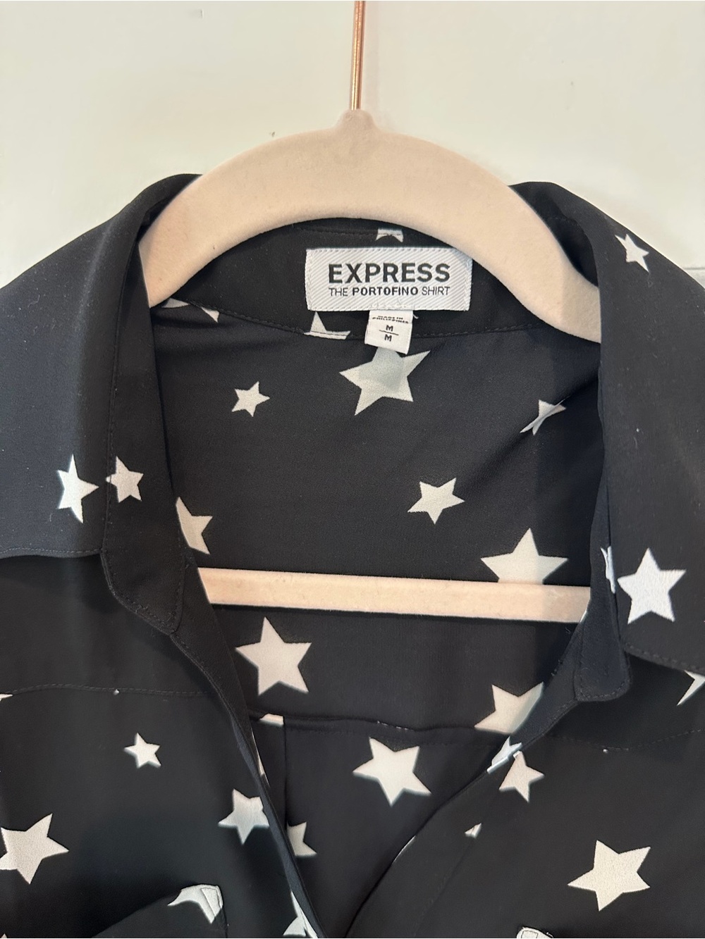 Express Black Star-Print Button-Down Shirt - Picture 2 of 2